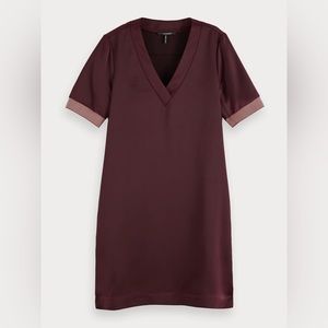 Scotch & Soda wine satin shift dress